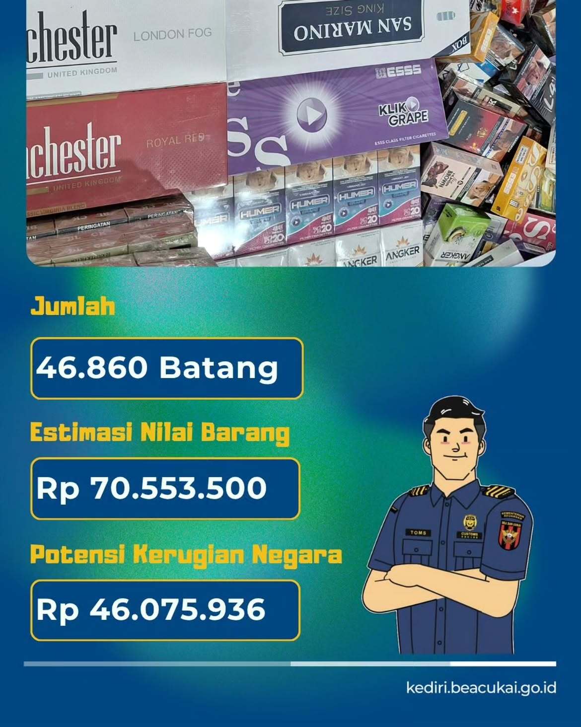 Operasi Bersama di Kabuapten Jombang, Puluhan Ribu Batang Rokok Ilegal di Kabupaten Jombang Berhasil Digagalkan