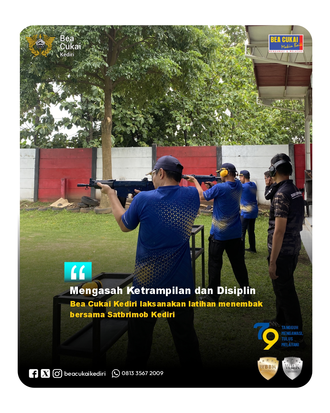 Bea Cukai Kediri Gelar Latihan Menembak Bersama di Lapangan Kompi 1 Batalyon C Pelopor Satbrimob Kediri