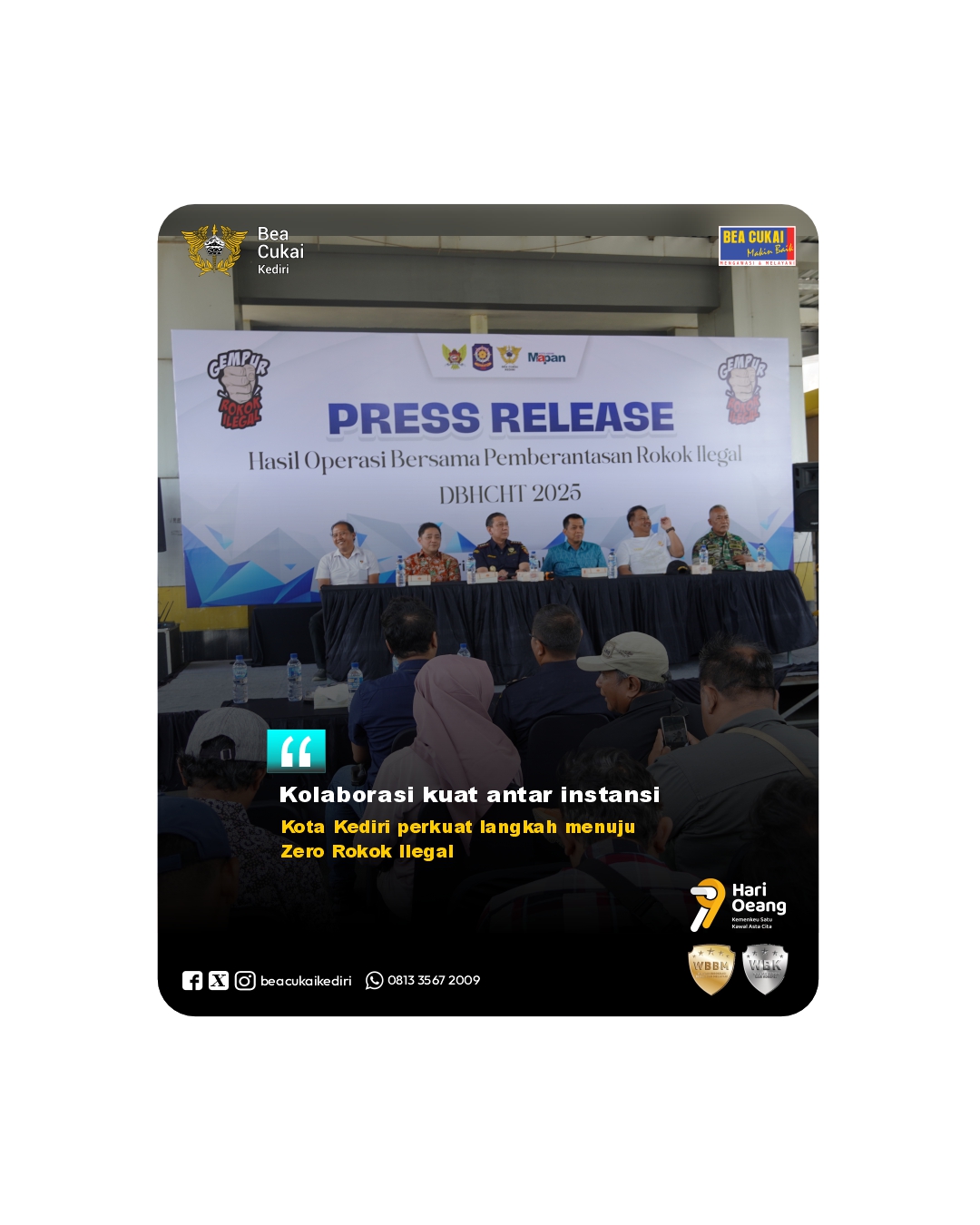 Kolaborasi kuat antar instansi, Kota Kediri perkuat langkah menuju Zero Rokok Ilegal